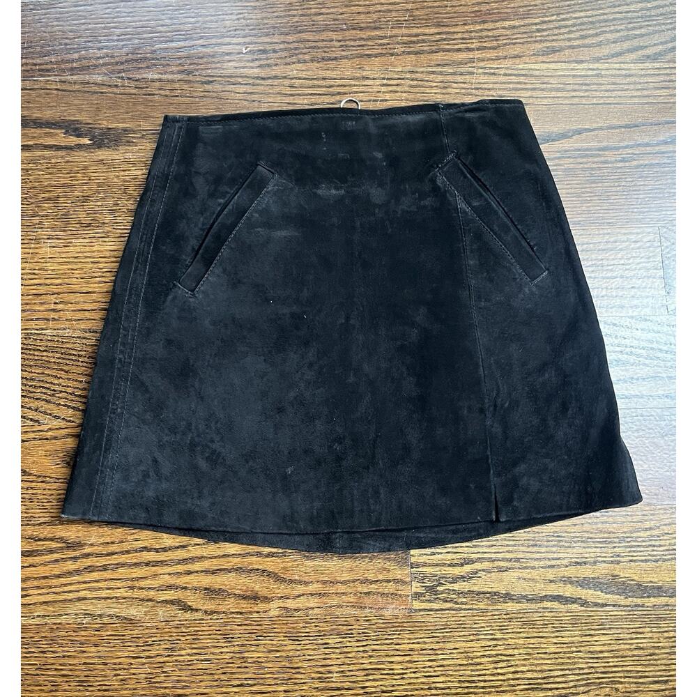 BLANK NYC Leather Suede Lined Mini Skirt Sz 24 black